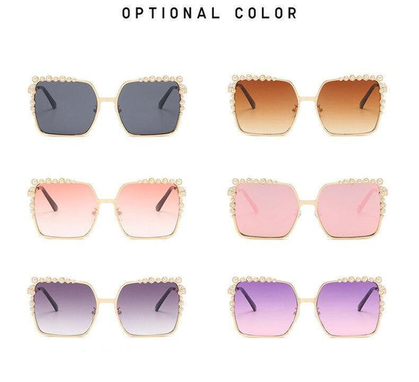 Luxury Pearl Sunglasses Women 2021 New  Oversized Square Glasses