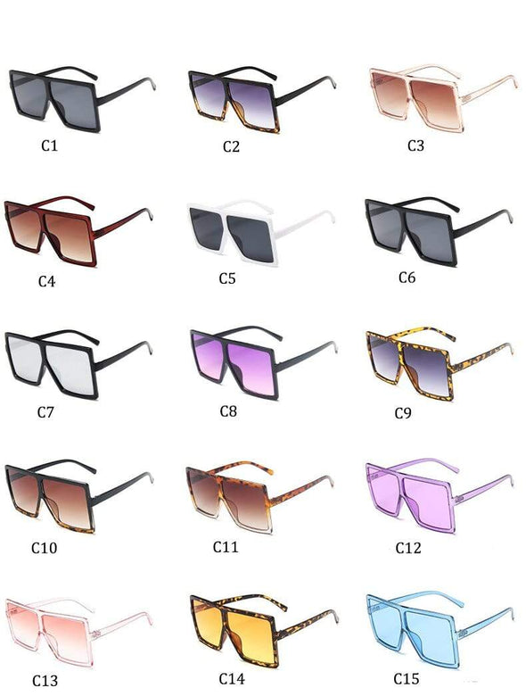 Black Sunglasses Women Square Flat Top Oversized Vintage Retro big frame fashion sunglasses feminine black female glasses