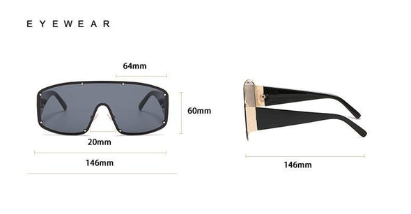 Rimless Oversized One-Piece Sunglasses Square Women Designer Shades