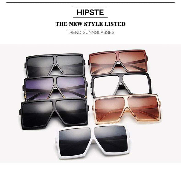 Black Sunglasses Women Square Flat Top Oversized Vintage Retro big frame fashion sunglasses feminine black female glasses