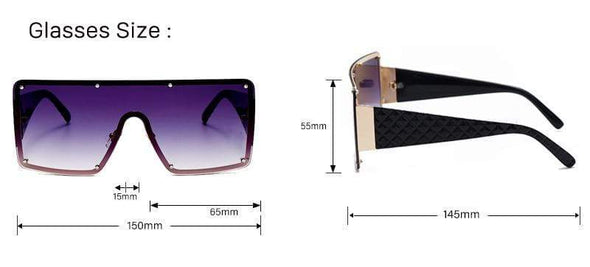 Square Sunglasses Oversized Metal Frame Vintage Glasses Men Shades Retro Gradient Colors