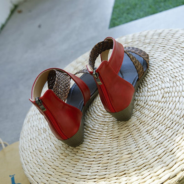 Zoloss Woman Rome Hemp Wedges Ladies Zippers Sandals