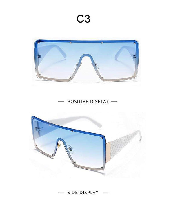 Square Sunglasses Oversized Metal Frame Vintage Glasses Men Shades Retro Gradient Colors
