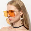 Fashion Square Sunglasses Women Designer 2021 Trend New Alloy Frame Oversize Gradient Shades