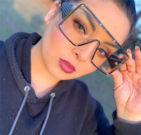 Square Sunglasses Oversized Metal Frame Vintage Glasses Men Shades Retro Gradient Colors