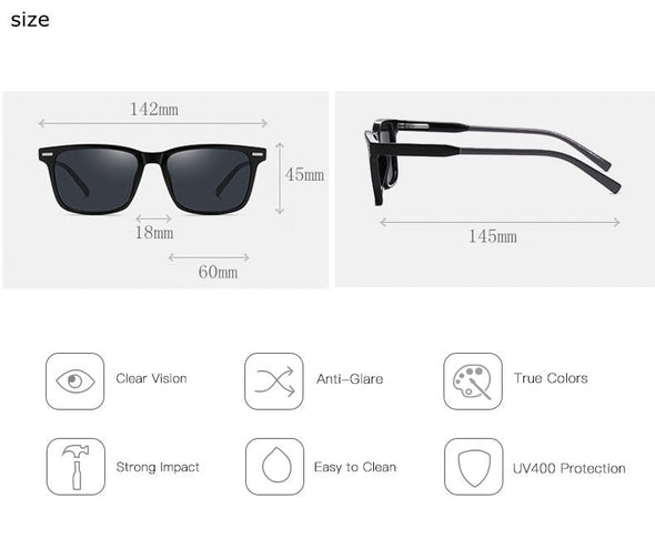 New Unisex Ultralight TR90 Polarized Sunglasses Men Women UV400 Square Shades Vintage Sun Glasses Gafas