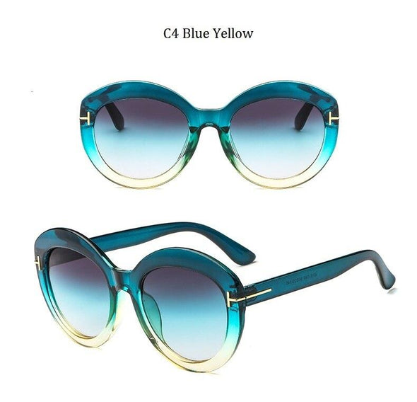 Fashion Sunglasses Women Designer Vintage Round T Sun Glasses Female Eyewear Gradient Frame Shades Men