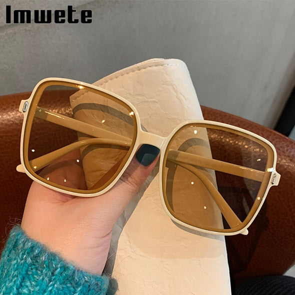 Imwete Oversized Sunglasses Women Luxury Designer Vintage Square Sun Glasses Classic Eyewear for Lady UV400 Big Frame