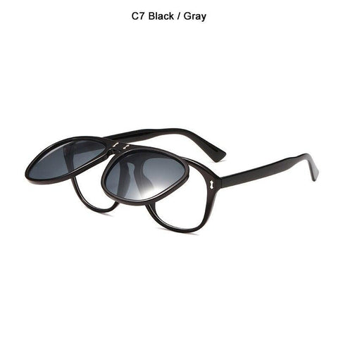 2021 Fashion Pilot Style Double Layer Sunglasses Flip Up Clamshell Brand Design Sun Glasses