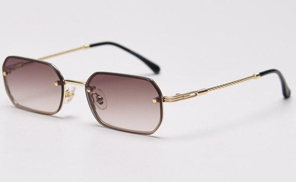 rectangle sunglasses men woman blue red mirror lens retro small metal frame glasses
