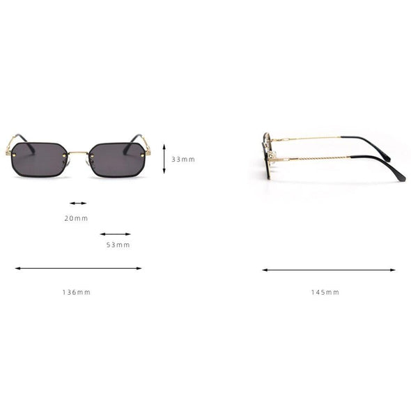 rectangle sunglasses men woman blue red mirror lens retro small metal frame glasses
