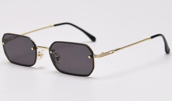 rectangle sunglasses men woman blue red mirror lens retro small metal frame glasses