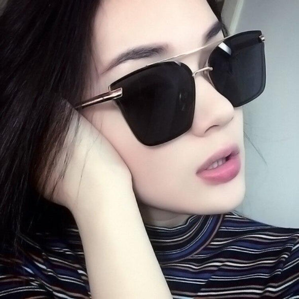 Fashion Flat Top Oversize Square Sunglasses Women Big Frame Luxury Brand Sun Glasses For Female Male
