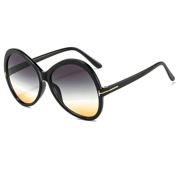 Ladies Oversized Round Cat Eye Sunglasses Ladies  New Retro Gradient Sunglasses Men And Women T-Shaped Big Frame Sunglasses