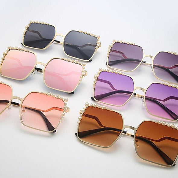 Luxury Pearl Sunglasses Women 2021 New  Oversized Square Glasses