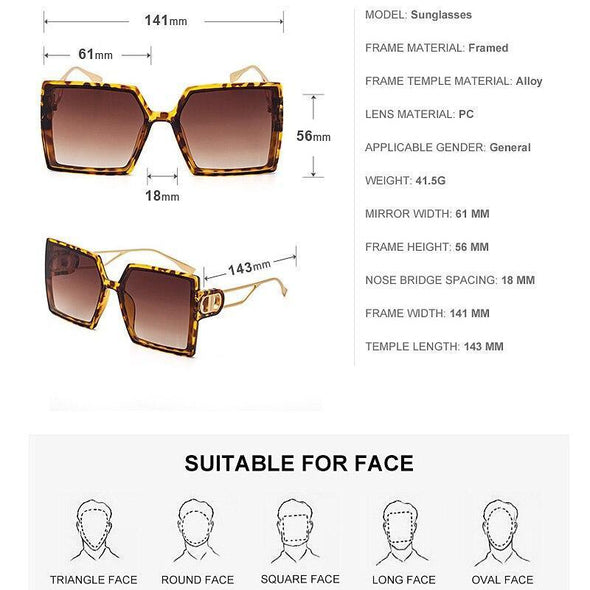 Fashion Protable Big Square Women Gradient Sunglasses