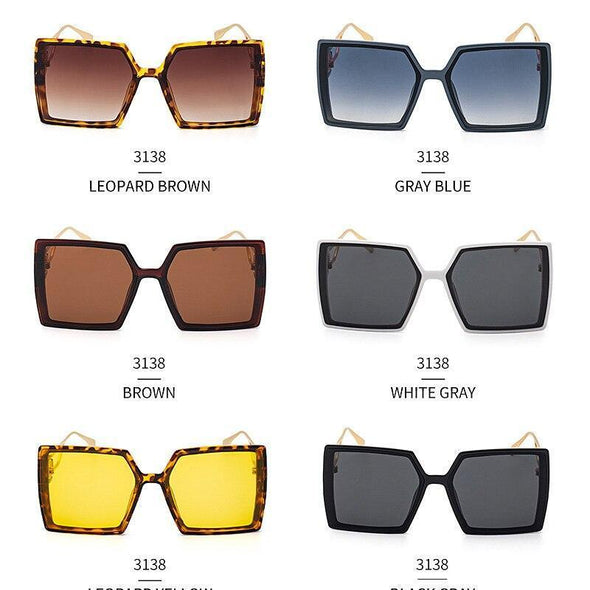 Fashion Protable Big Square Women Gradient Sunglasses