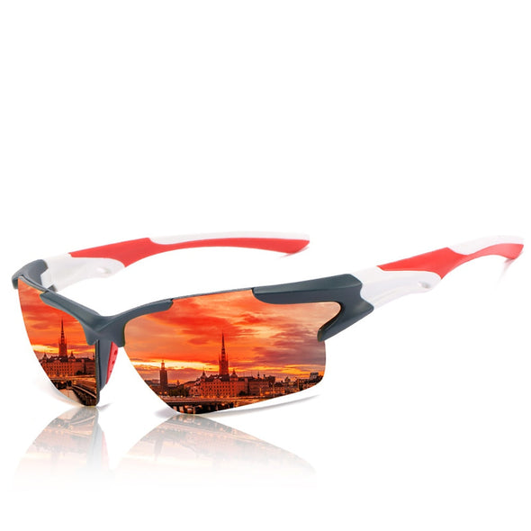 Men Mirror Red Sunglasses Black Frame Sports Goggles Women Cycling UV400 Unisex Bicycle Riding