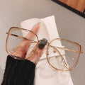 Men Women Anti-blue Light Glasses Frame Vintage Large Square Eyeglasses Blocking Blue-ray Oversized Spectacles Frames