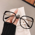 Men Women Anti-blue Light Glasses Frame Vintage Large Square Eyeglasses Blocking Blue-ray Oversized Spectacles Frames