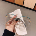Men Women Anti-blue Light Glasses Frame Vintage Large Square Eyeglasses Blocking Blue-ray Oversized Spectacles Frames