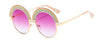 Morden Vintage Rainbow Stripe Round Sunglasses Women Luxury Brand Designer Big Frame Clear Sun Glasses Metal Gradient Eyewear