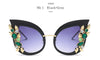 New Fashion Green Diamond Oversized Sunglasses Women Designer Luxury Cat Eye Sunglasses Transparent Frame Vintage Shades