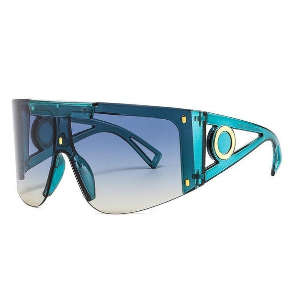 New Luxury Brand One Piece Oversized Sunglasses For Women Vintage Arched Square Sun Glasses Men Wide Leg Rimless Eyewear
