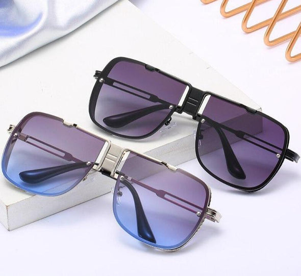 New Luxury  Women  Rectangle Metal Rimless Sun Glasses
