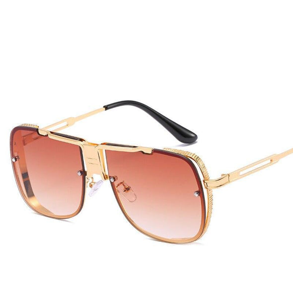 New Luxury  Women  Rectangle Metal Rimless Sun Glasses