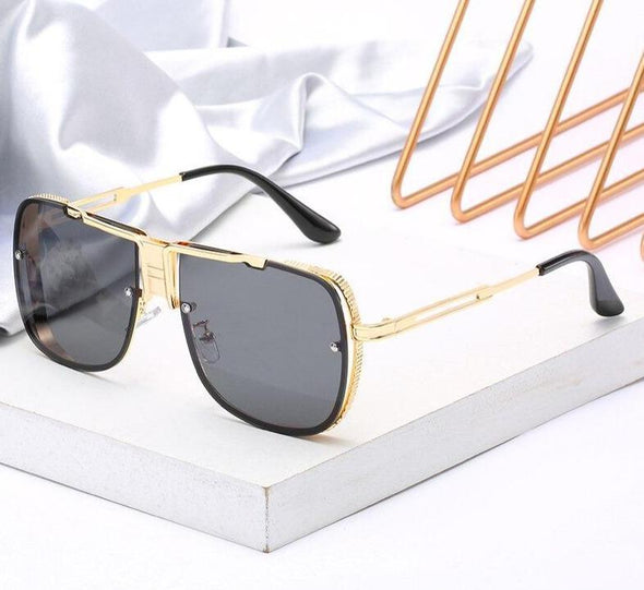 New Luxury  Women  Rectangle Metal Rimless Sun Glasses