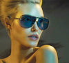 New Luxury  Women  Rectangle Metal Rimless Sun Glasses