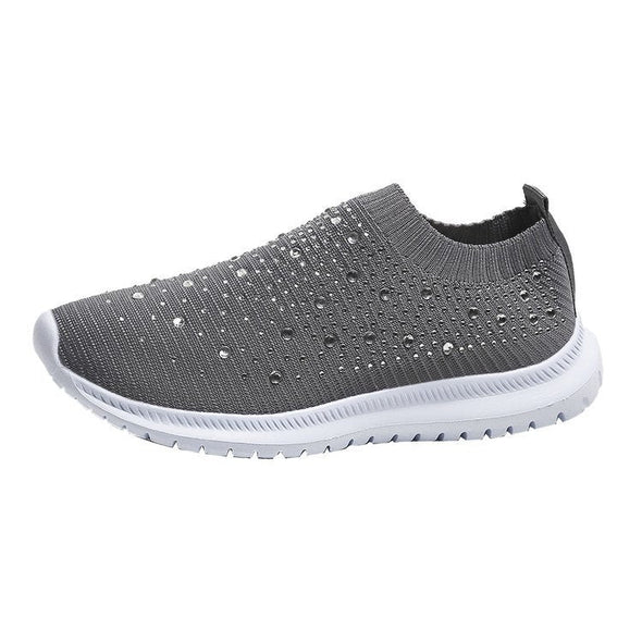 Nanccy Women's Crystal Breathable Orthopedic Slip-On Walking Shoes