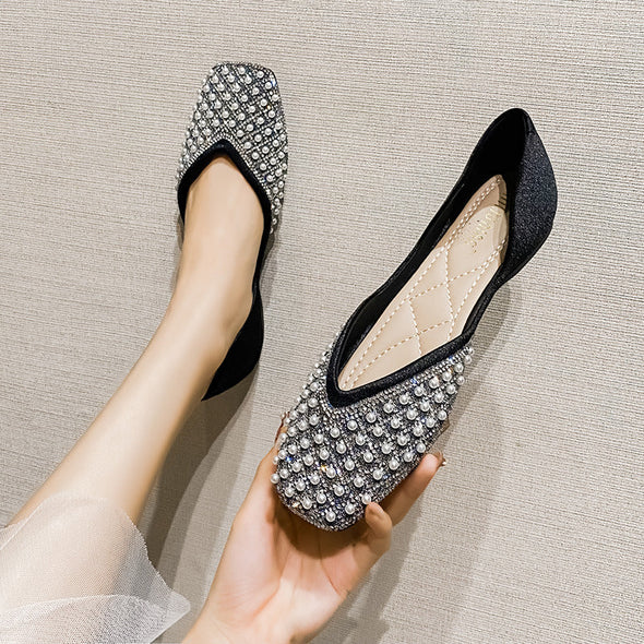 Zoloss Women's Rhinestone Flats Fashion Sequin Wedding Shoes