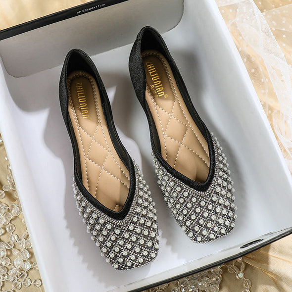 Zoloss Women's Rhinestone Flats Fashion Sequin Wedding Shoes
