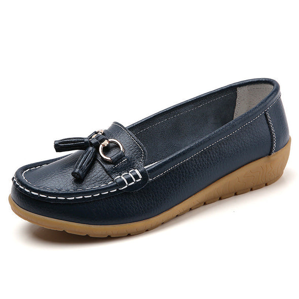 Zoloss Women Flats Ballet Leather Breathable Casual Shoes
