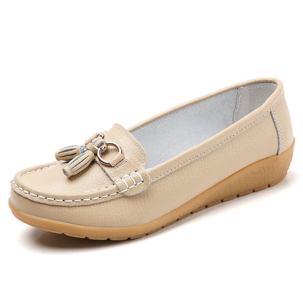 Zoloss Women Flats Ballet Leather Breathable Casual Shoes
