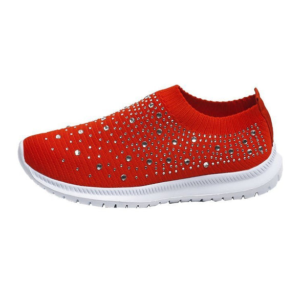 Nanccy Women's Crystal Breathable Orthopedic Slip-On Walking Shoes