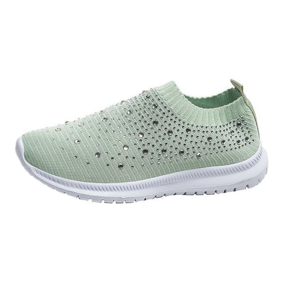 Nanccy Women's Crystal Breathable Orthopedic Slip-On Walking Shoes