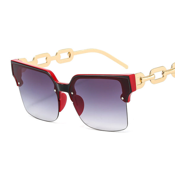 New large frame conjoined butterfly half frame color sunglasses  fashion personality ladies sunglasses