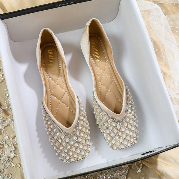 Zoloss Women's Rhinestone Flats Fashion Sequin Wedding Shoes