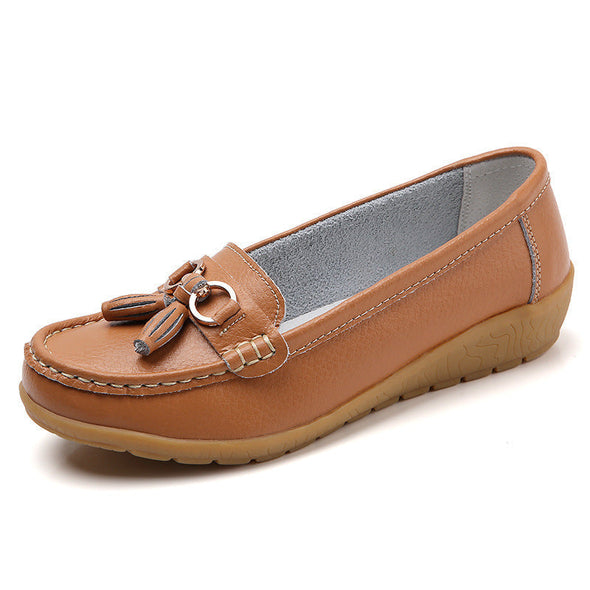 Zoloss Women Flats Ballet Leather Breathable Casual Shoes