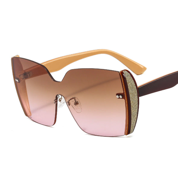 New frameless body color patch women's Sunglasses European and American style gorgeous avant-garde Sunglasses