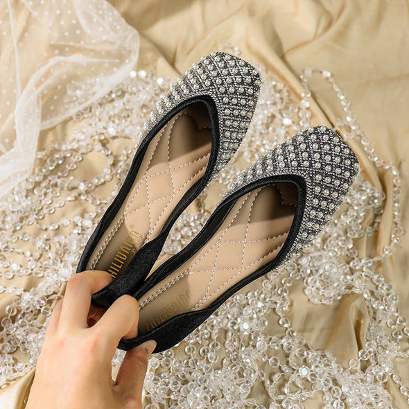 Zoloss Women's Rhinestone Flats Fashion Sequin Wedding Shoes
