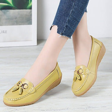 Zoloss Women Flats Ballet Leather Breathable Casual Shoes