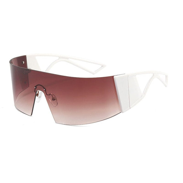 One Piece Arc Big Frame Sunglasses Frameless Women Luxury Brand Designer Rectangle Sun Glasses Men Vintage Hip Hop Eyewear Mask