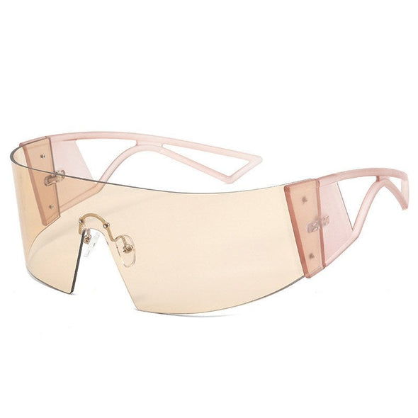 One Piece Arc Big Frame Sunglasses Frameless Women Luxury Brand Designer Rectangle Sun Glasses Men Vintage Hip Hop Eyewear Mask