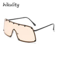 One Piece Full Rivet Shield Sunglasses For Women Luxury Brand Alloy Oversized Sexy Sun Glasses Men Retro Hip Hop Mirror Shades