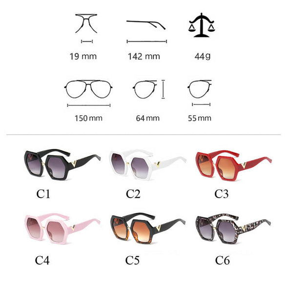 Polygonal Gradient Sunglasses Women  Luxury Brand Hexagon Black Men Sun Glasses Personality Ladies Chic 90s Eyewears