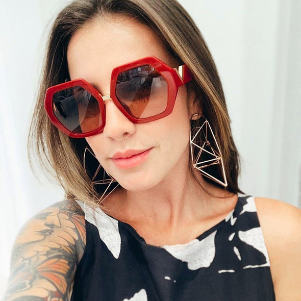 Polygonal Gradient Sunglasses Women  Luxury Brand Hexagon Black Men Sun Glasses Personality Ladies Chic 90s Eyewears